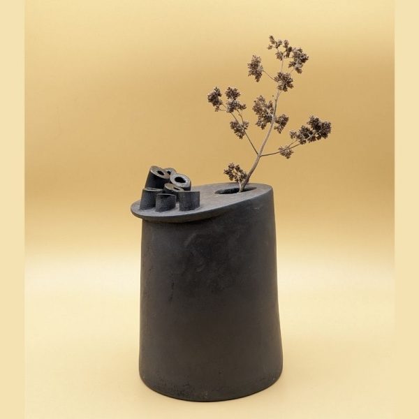 Soliflore en grès noir - Vase céramique original - Le Pantographe