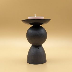 Chandelier en grès noir - Bougeoir Céramique - Le Pantographe Vosges - Chantal TOUSSAINT