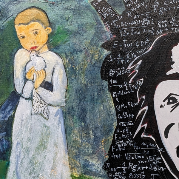 Peinture contemporaine Picasso Einstein
